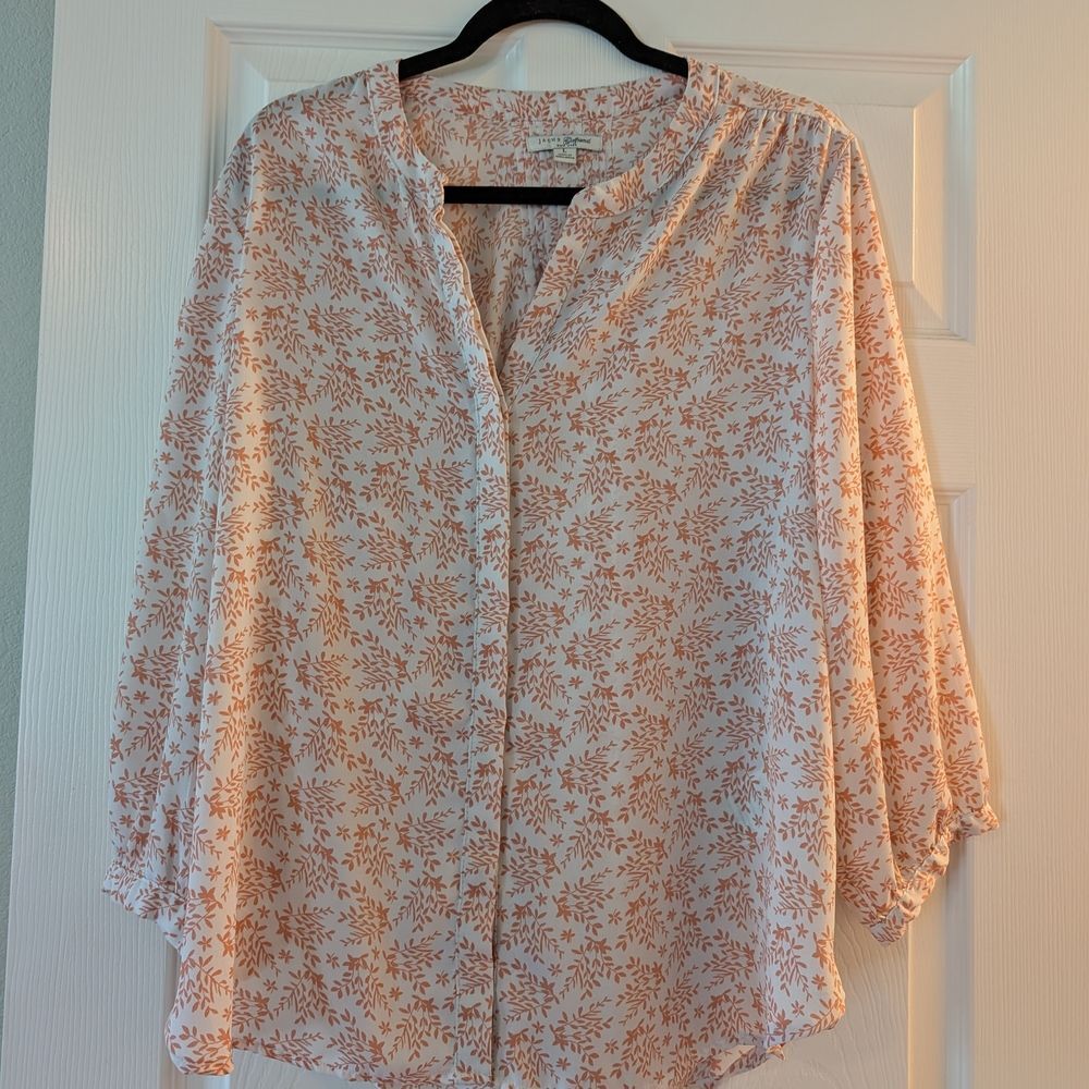JACHS Girlfriend Floral Blouse Cream and Orange